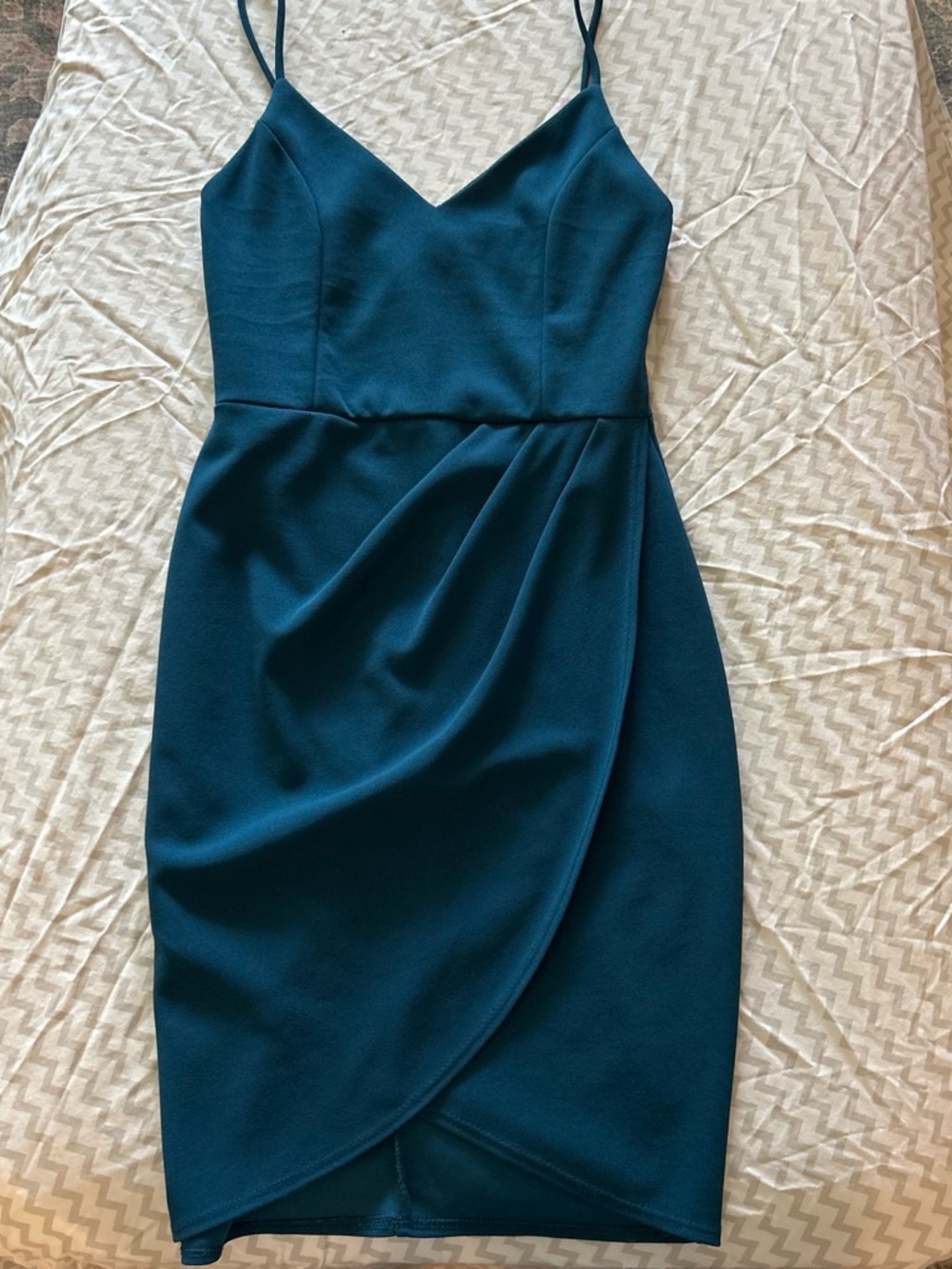 Lulu's Teal V-Neck Spaghetti Strap Midi Dress